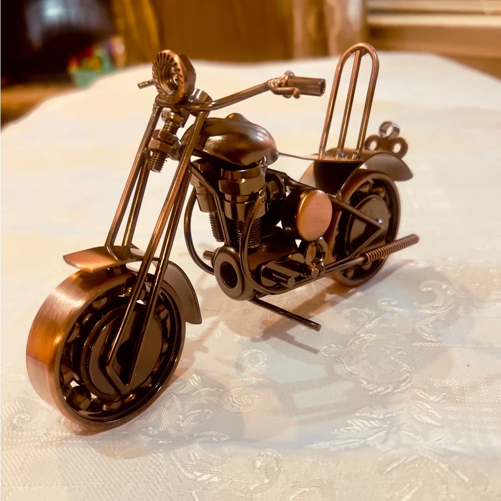 Metallic Motorcycle Model Decor